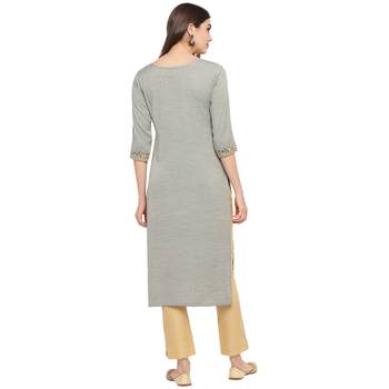 Grey embroidered rayon party-wear-kurtis 2