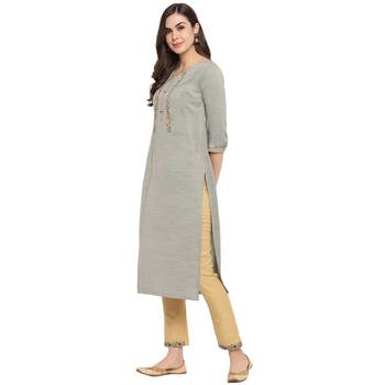 Grey embroidered rayon party-wear-kurtis 3