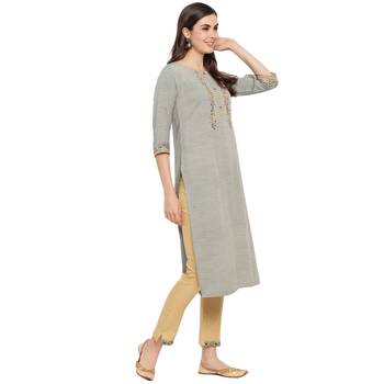 Grey embroidered rayon party-wear-kurtis 4