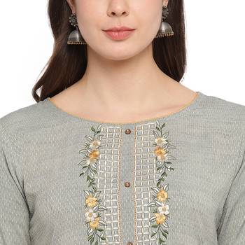 Grey embroidered rayon party-wear-kurtis 5