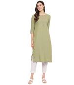 Olive embroidered rayon party-wear-kurtis