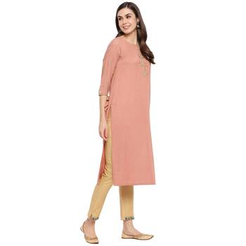 Light-orange embroidered rayon party-wear-kurtis 4