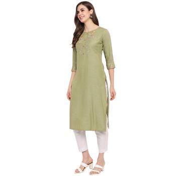 Olive embroidered rayon party-wear-kurtis 3