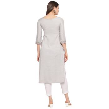Slate-grey embroidered rayon party-wear-kurtis 2