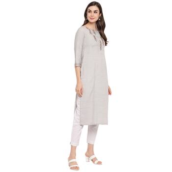 Slate-grey embroidered rayon party-wear-kurtis 4