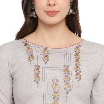 Slate-grey embroidered rayon party-wear-kurtis 5