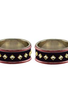 Black Stone Stud Brass Bangle