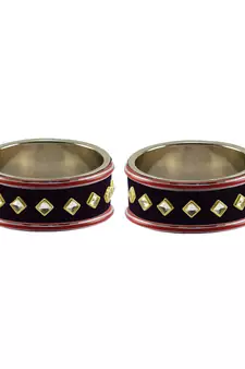 Black Stone Stud Brass Bangle