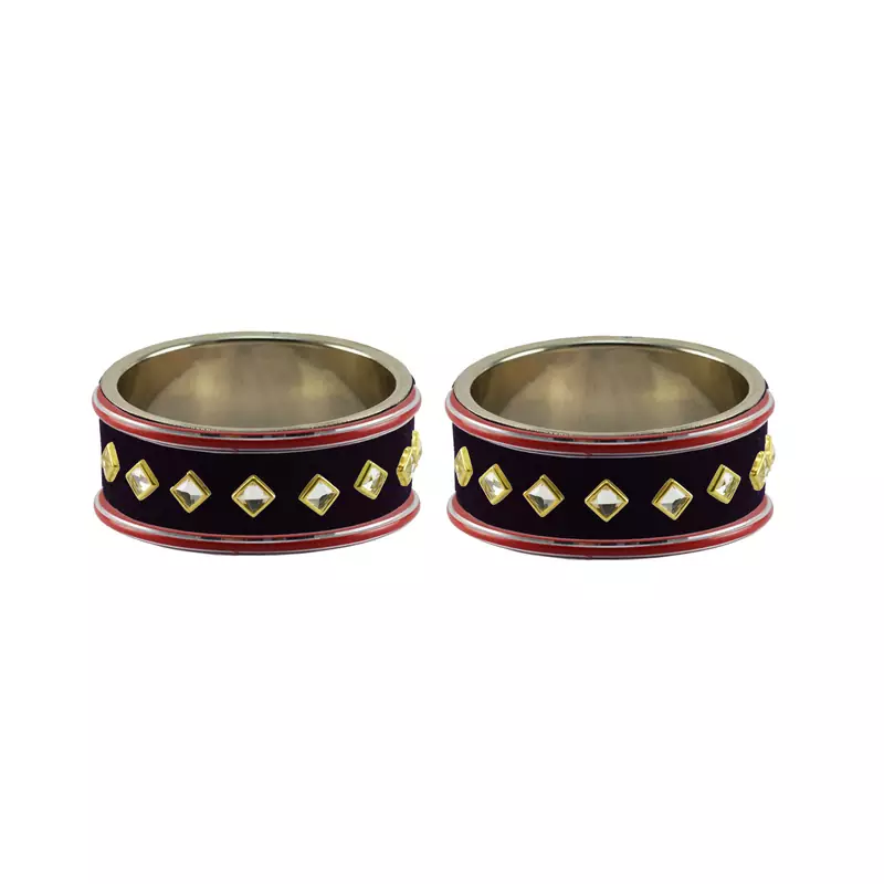 Black Stone Stud Brass Bangle