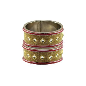 Golden Stone Stud Brass Bangle 2