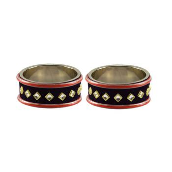 Black Stone Stud Brass Bangle 1