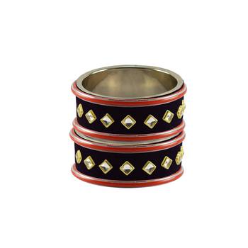 Black Stone Stud Brass Bangle 2