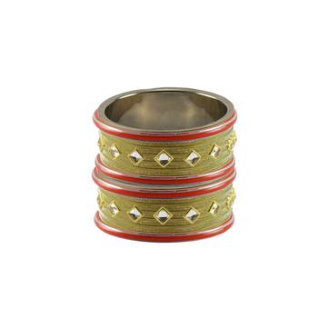 Golden Stone Stud Brass Bangle 2
