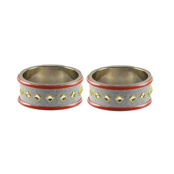 White Stone Stud Brass Bangle 1