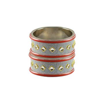 White Stone Stud Brass Bangle 2