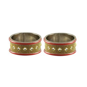 Golden Stone Stud Brass Bangle 1
