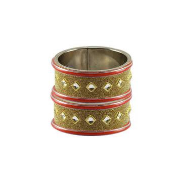 Golden Stone Stud Brass Bangle 2