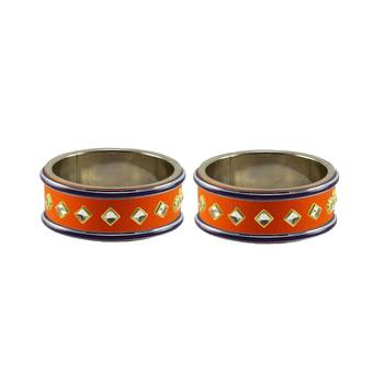 Orange Stone Stud Brass Bangle 1