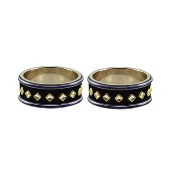 Black Stone Stud Brass Bangle 1