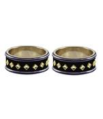 Black Stone Stud Brass Bangle