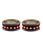 Maroon Stone Stud Brass Bangle
