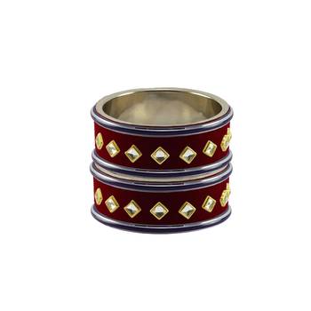 Maroon Stone Stud Brass Bangle 2