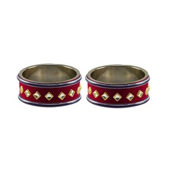 pink Stone Stud Brass Bangle 1
