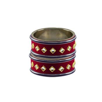 pink Stone Stud Brass Bangle 2