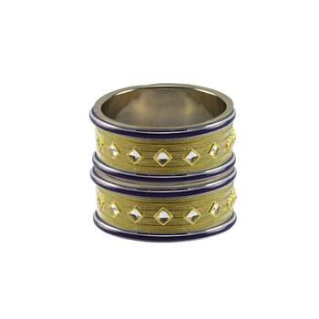 Golden Stone Stud Brass Bangle 2