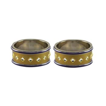 Golden Stone Stud Brass Bangle 1
