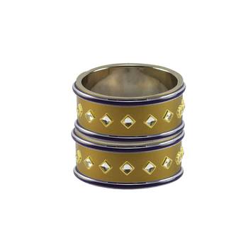 Golden Stone Stud Brass Bangle 2