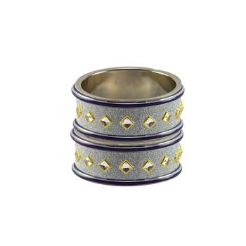 White Stone Stud Brass Bangle 2