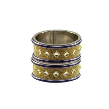 Golden Stone Stud Brass Bangle 2