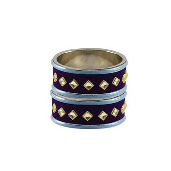 Purple Stone Stud Brass Bangle 2