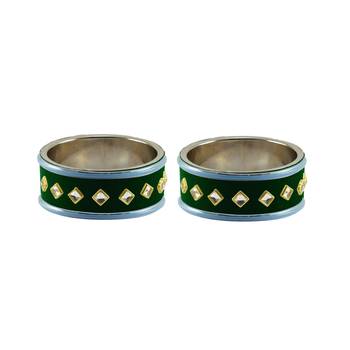 Green Stone Stud Brass Bangle 1
