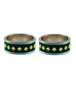 Green Stone Stud Brass Bangle
