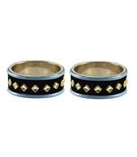 Black Stone Stud Brass Bangle