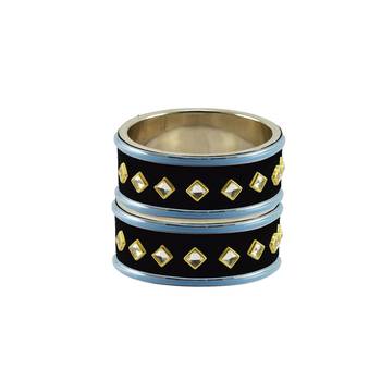 Black Stone Stud Brass Bangle 2