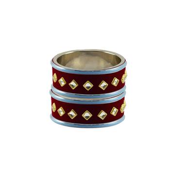 Maroon Stone Stud Brass Bangle 2