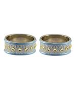 White Stone Stud Brass Bangle