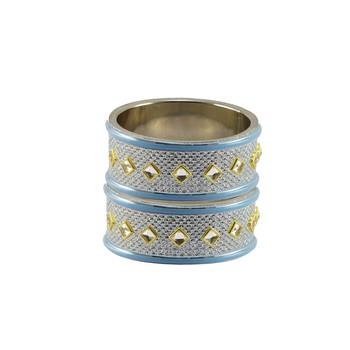 White Stone Stud Brass Bangle 2
