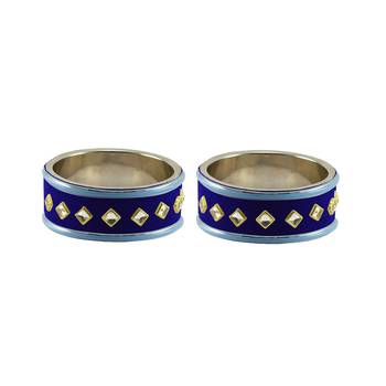 Blue Stone Stud Brass Bangle 1