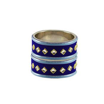 Blue Stone Stud Brass Bangle 2