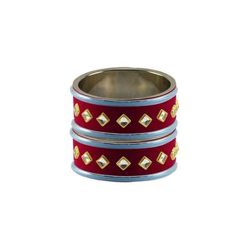 pink Stone Stud Brass Bangle 2