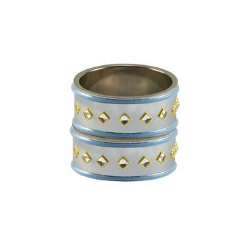 White Stone Stud Brass Bangle 2