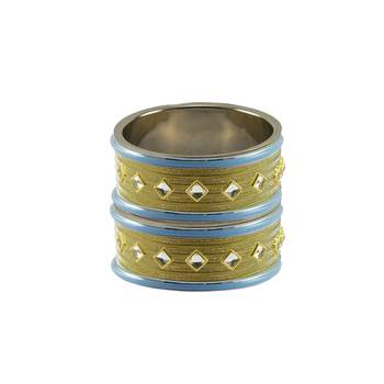 Golden Stone Stud Brass Bangle 2