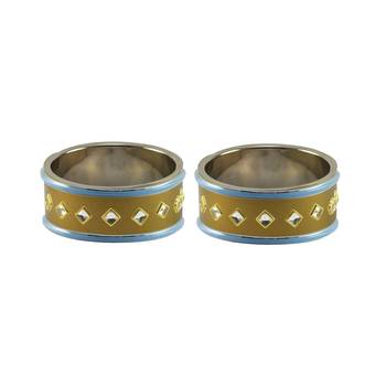 Golden Stone Stud Brass Bangle 1