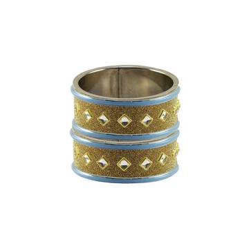 Golden Stone Stud Brass Bangle 2