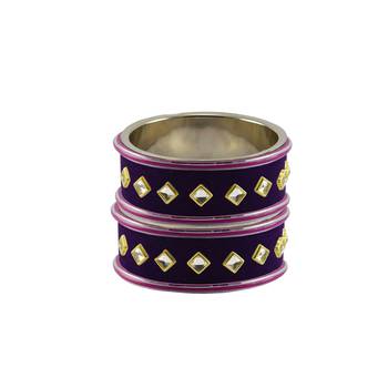 Purple Stone Stud Brass Bangle 2
