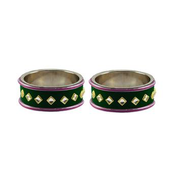 Green Stone Stud Brass Bangle 1